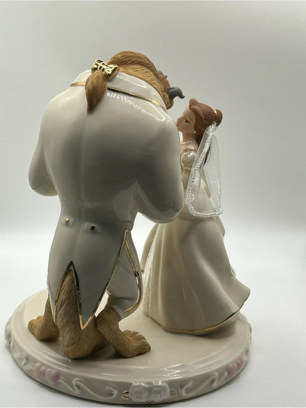 Lenox Beauty and the Beast Porcelain Figurine Bride Belle w Beast Cake Topper